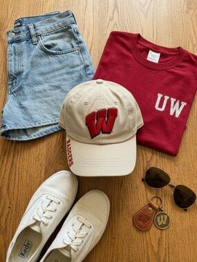 NCAA Wisconsin Badgers Beige Adjustable Baseball Hat or Cap